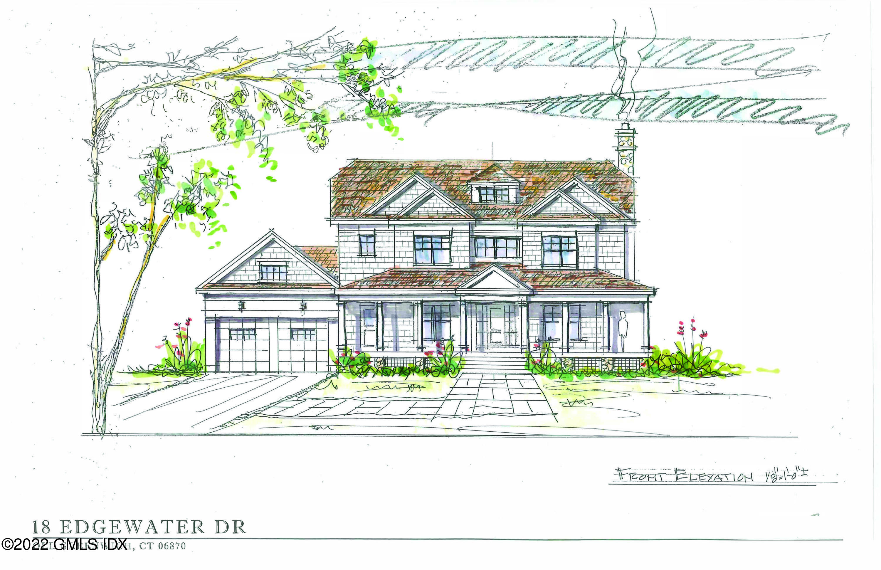 18 Edgewater Drive Old Greenwich, CT 06870 - Photo 3 of 6 a front view of a house with a yard