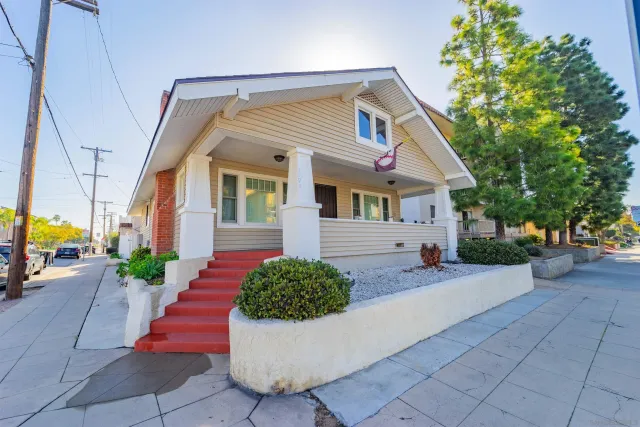 a view of a house with a patio
