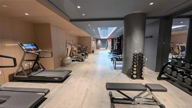 a view of a room with gym equipment