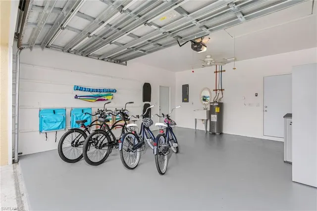 a view of bike storage and utility room