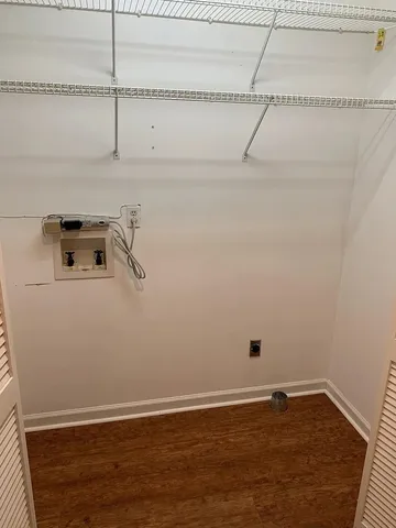 a view of a room with racks on the wall