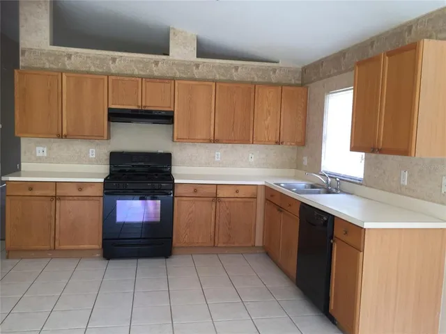a kitchen with a sink a stove and cabinets
