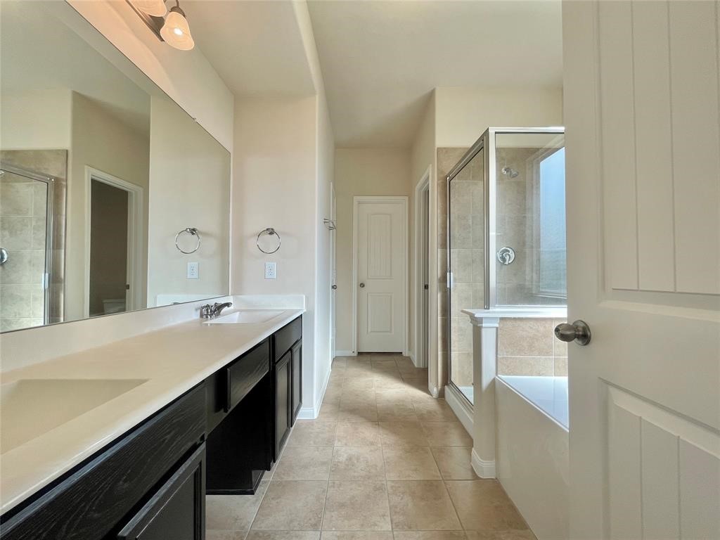 25015 Diamond Ranch Drive Katy, TX 77494 - Photo 14 of 27 a spacious bathroom with a shower sink and mirror