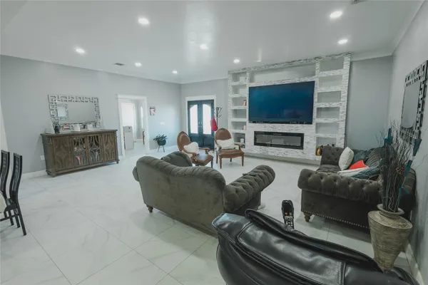 a kitchen with counter top space cabinets and stainless steel appliances