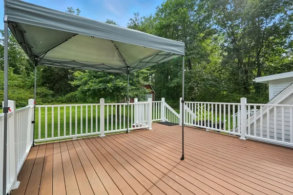 a view of a wooden deck