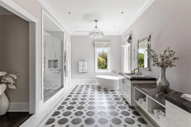 an aerial view of a house with a garden