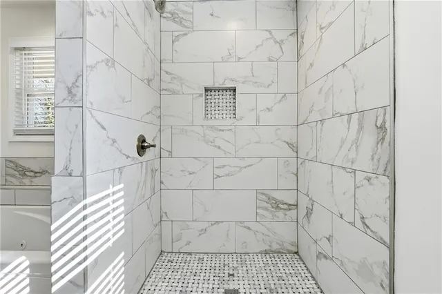 a bathroom with a shower