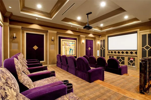 a view of swimming pool with seating area