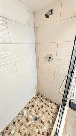 a bathroom with a shower