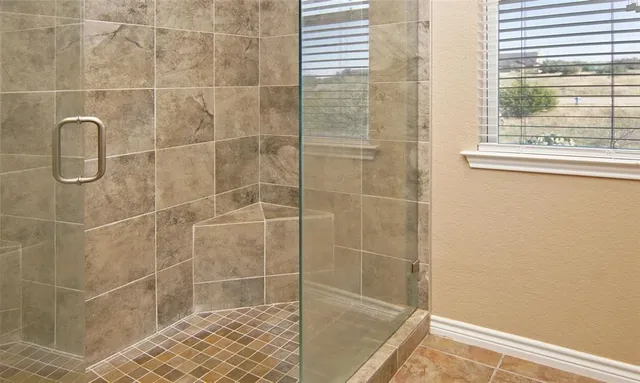a bathroom with a shower