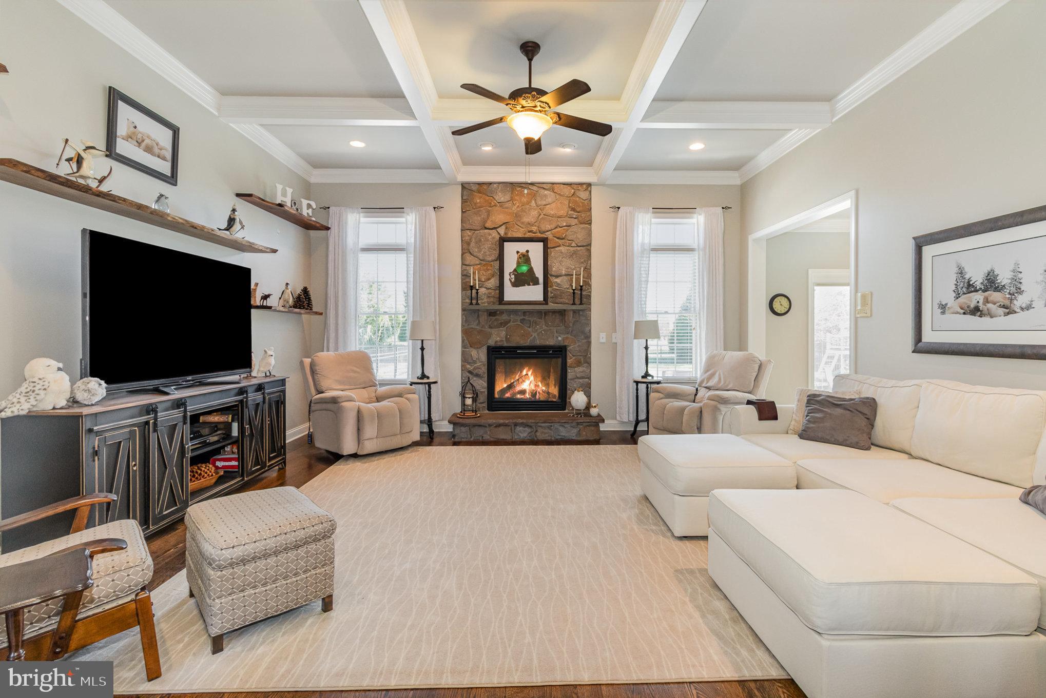 140 Madara Drive Hanover, PA 17331 - Photo 10 of 57 a living room with furniture a flat screen tv and a fireplace