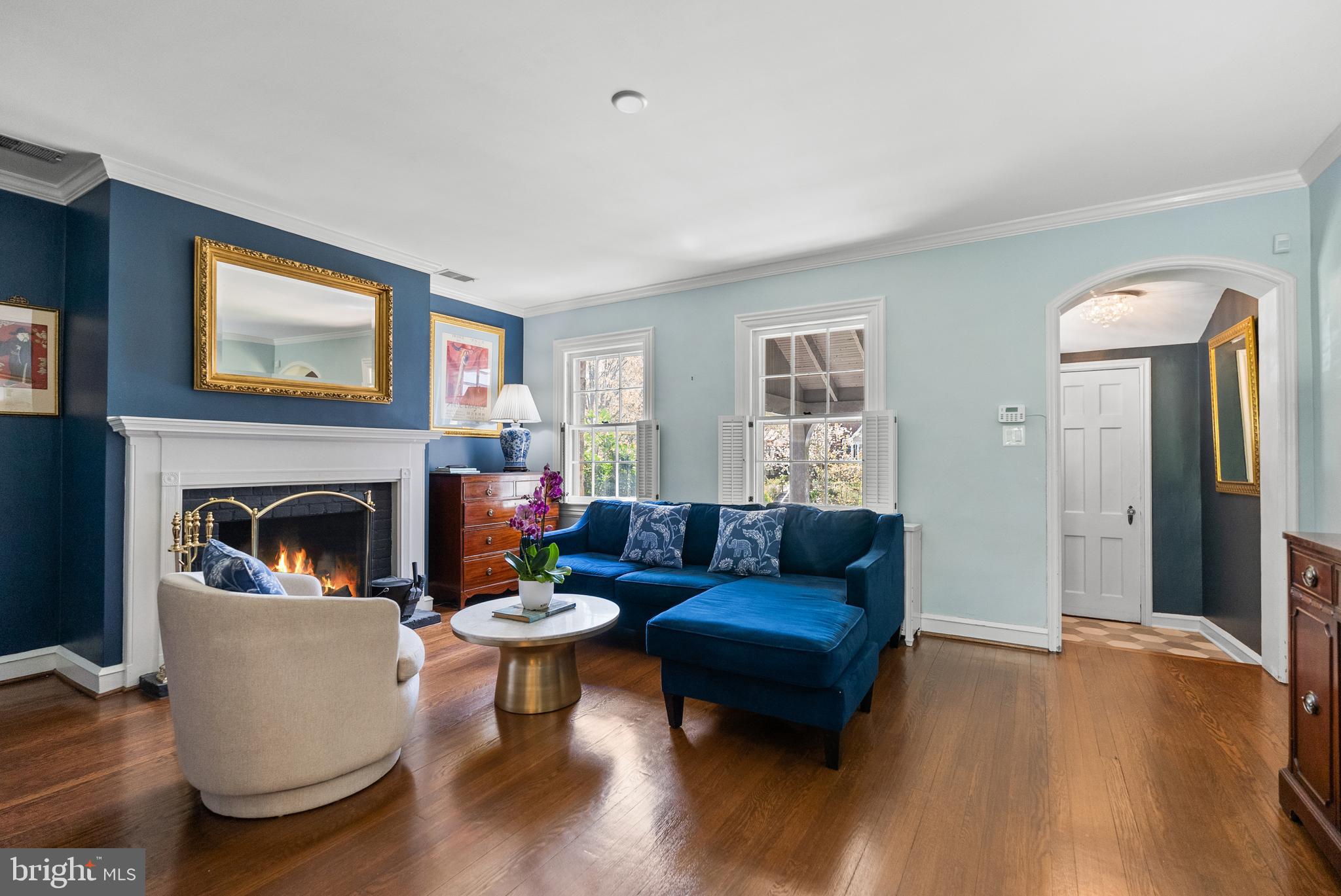 1511 44th Street Northwest Washington, DC 20007 - Photo 4 of 37 a living room with furniture and a fireplace