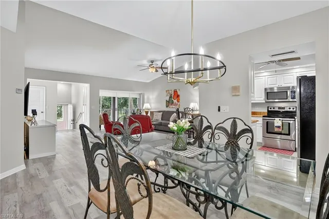 a view of a dining room and livingroom
