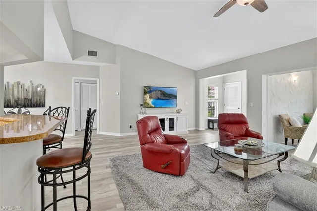 a living room with furniture