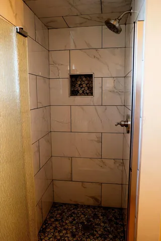 a bathroom with a shower