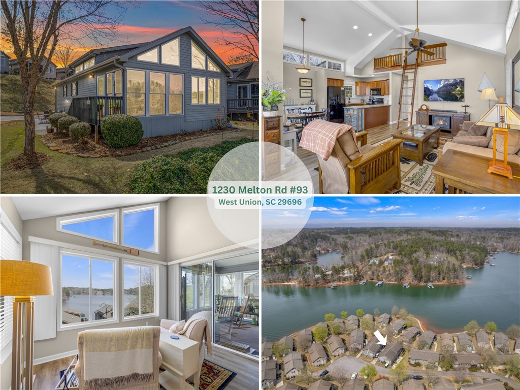 This captivating home offers serene lake views, a cozy living area, and a spacious sunroom for ultimate relaxation.