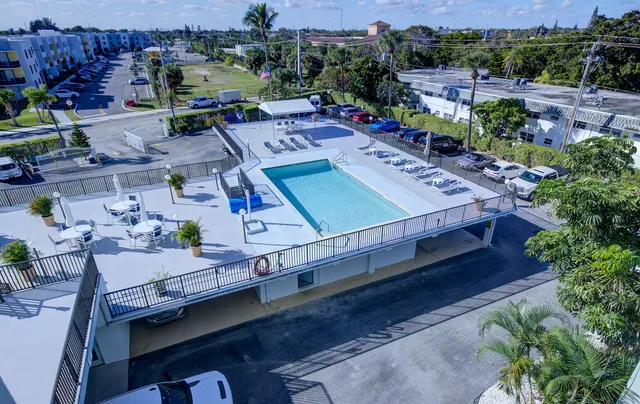 a view of a wooden deck