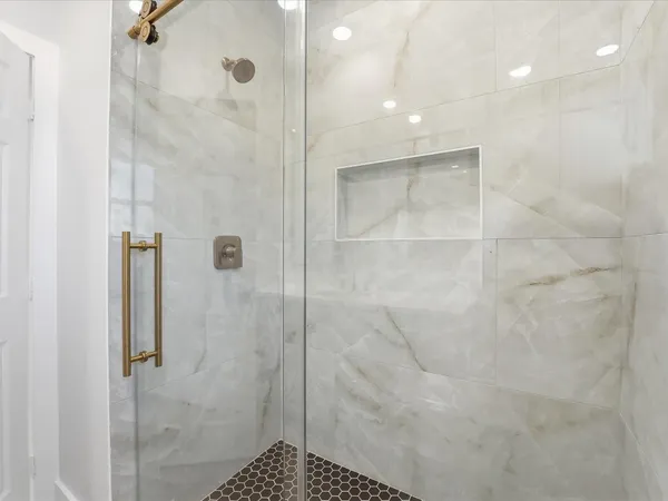 a bathroom with a shower