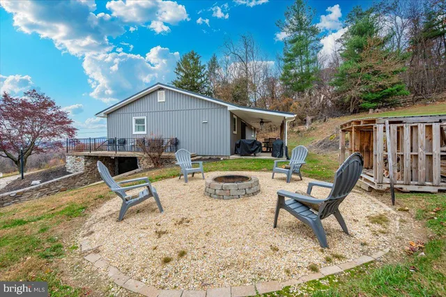 a view of a backyard with plants and a patio