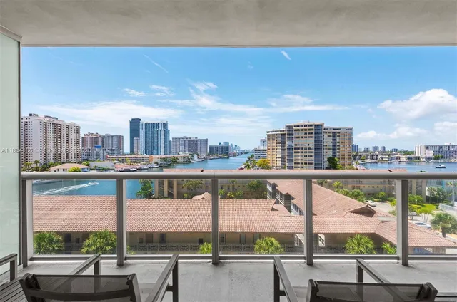 a view of a city from a balcony
