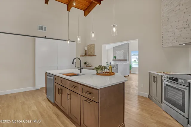 a living room with furniture