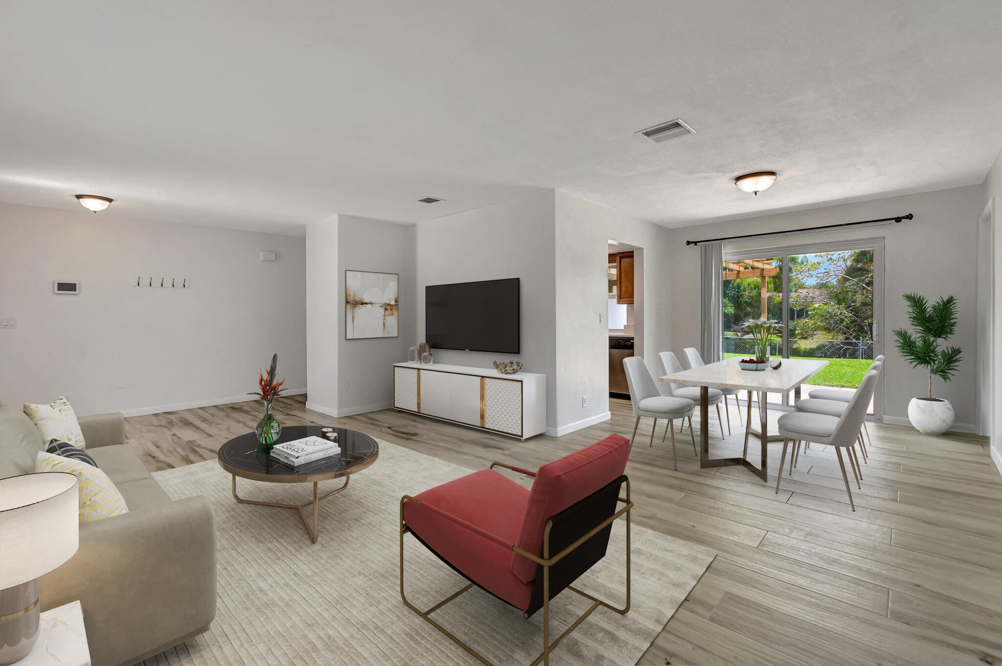 254 Northwest 11th Avenue Boca Raton, FL 33486 - Photo 10 of 66 a living room with furniture a flat screen tv and a large window