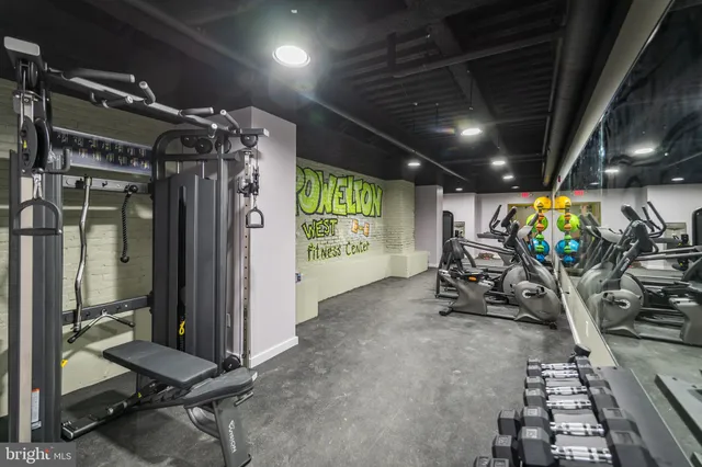 a view of a room with gym equipment