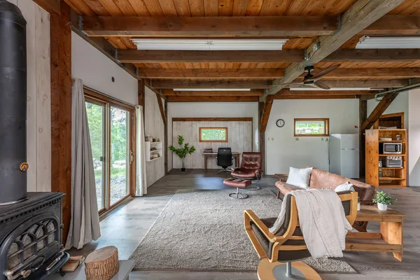 a living room with furniture