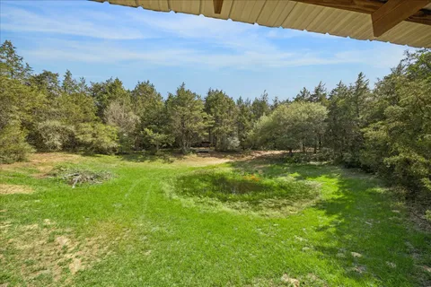 a view of a big yard with large trees