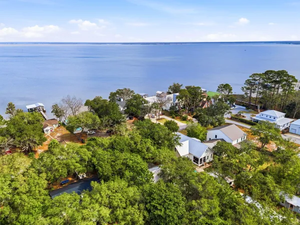 a view of a lake with houses