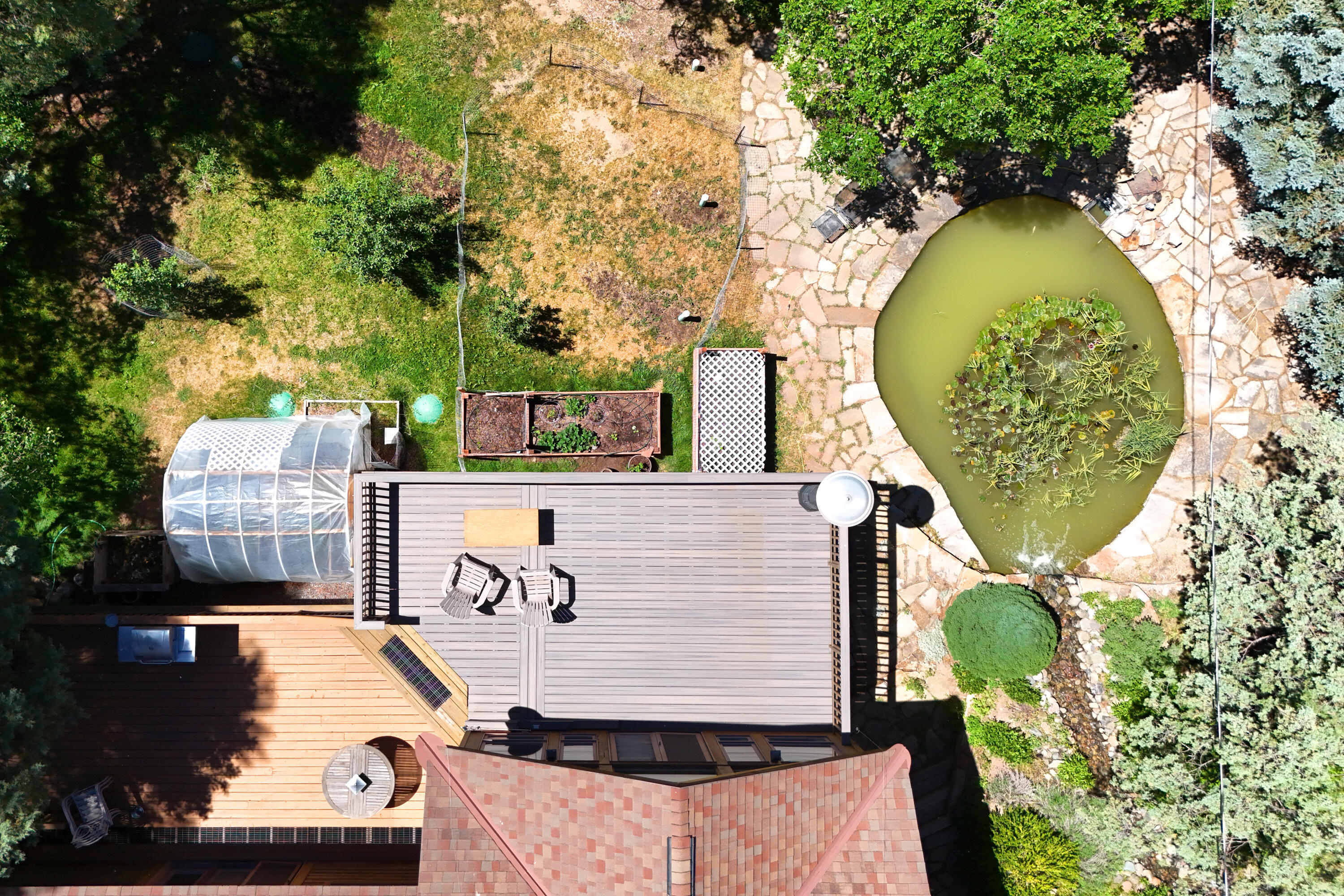 92 Trunk Road Placerville, CO 81430 - Photo 6 of 27 5 - overhead of backyard, circular pond,