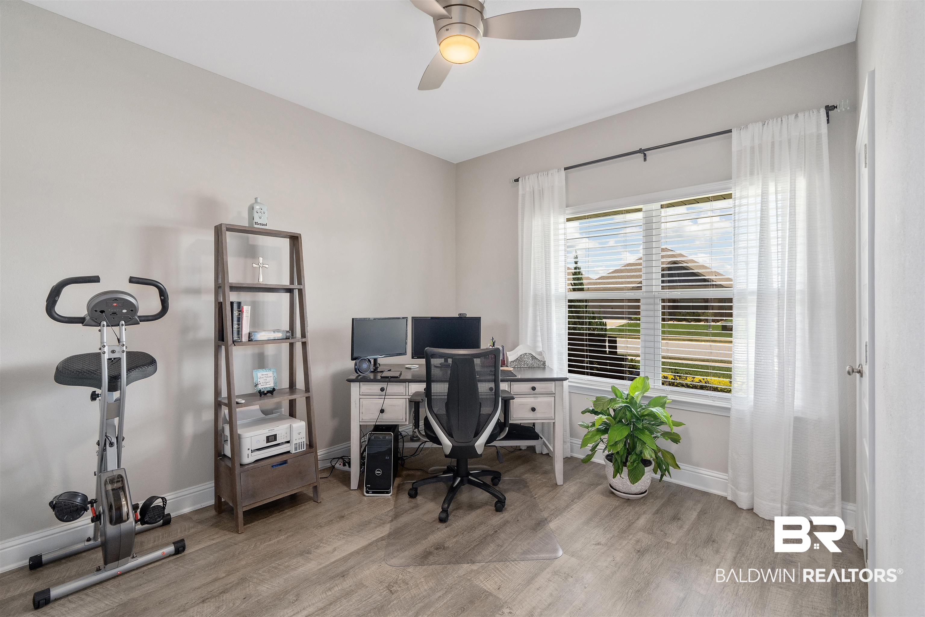 24593 Slater Mill Road Daphne, AL 36526 - Photo 23 of 32 Office area featuring light wood-style flooring and a ceiling fan