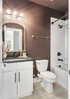 a bathroom with a toilet a sink and a mirror