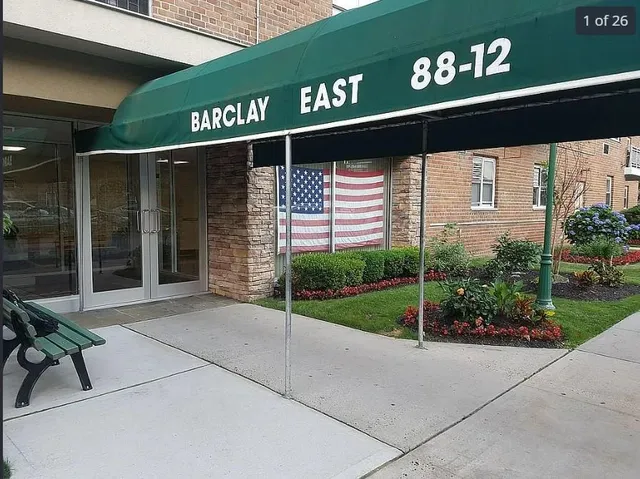 a front view of a building