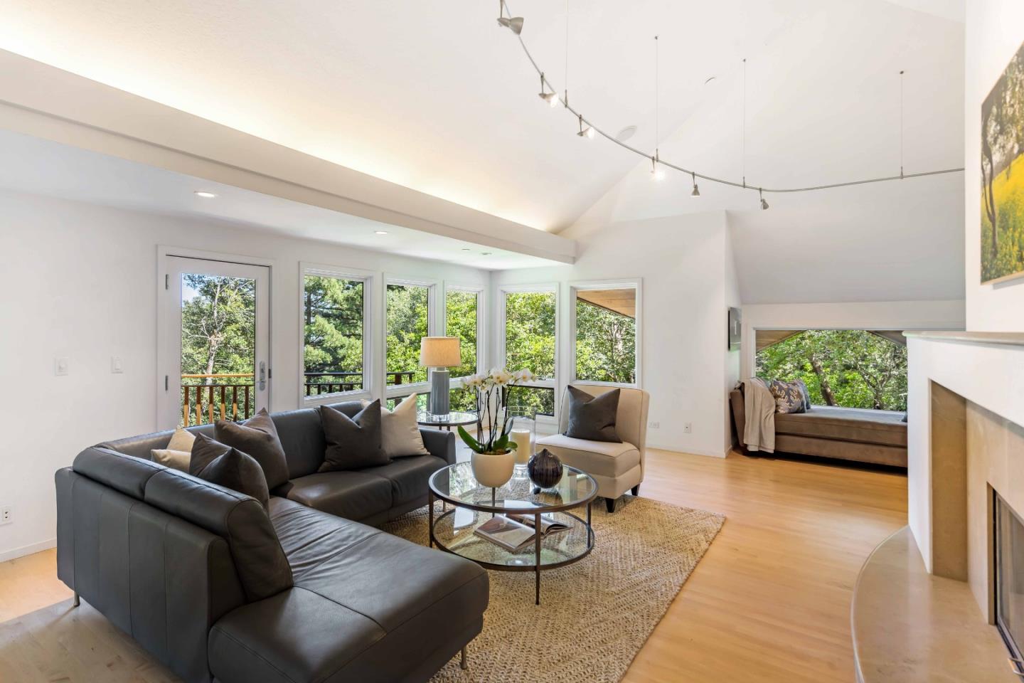 147 Summit Road Woodside, CA 94062 - Photo 6 of 32 a living room with furniture and a potted plant