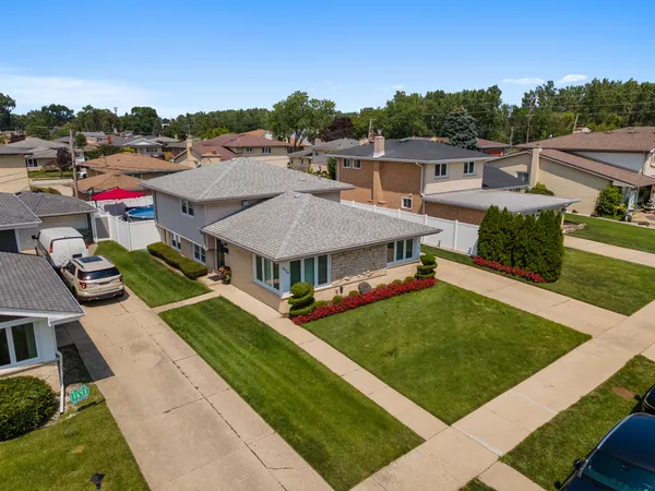 an aerial view of a house