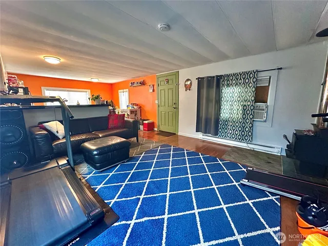 a view of a balcony with yard