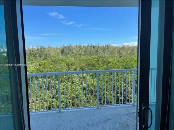 a view of a forest from a window