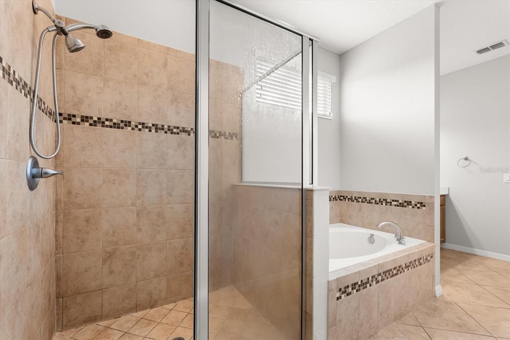 4345 Saltmarsh Sparrow Drive Windermere, FL 34786 - Photo 22 of 46 a bathroom with a tub shower vanity and a shower