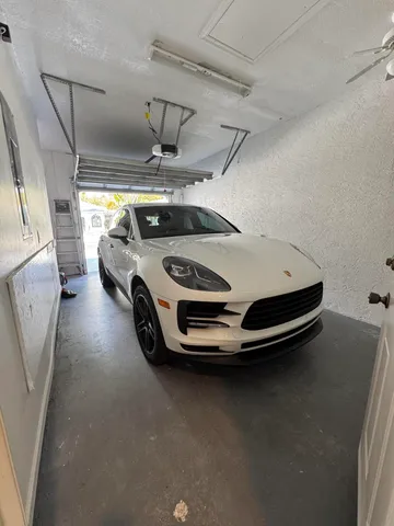 a car parked in a garage