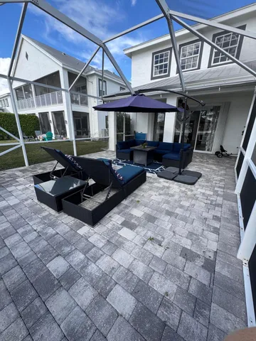 a view of a house with a large window