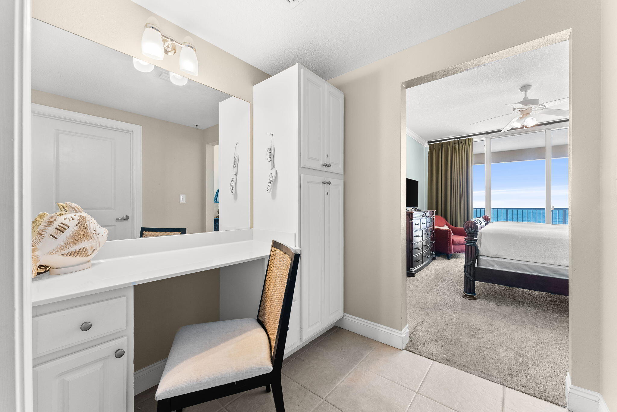 17281 Front Beach Road, Unit 502 Panama City Beach, FL 32413 - Photo 15 of 41 Master Bath w/Makeup Table