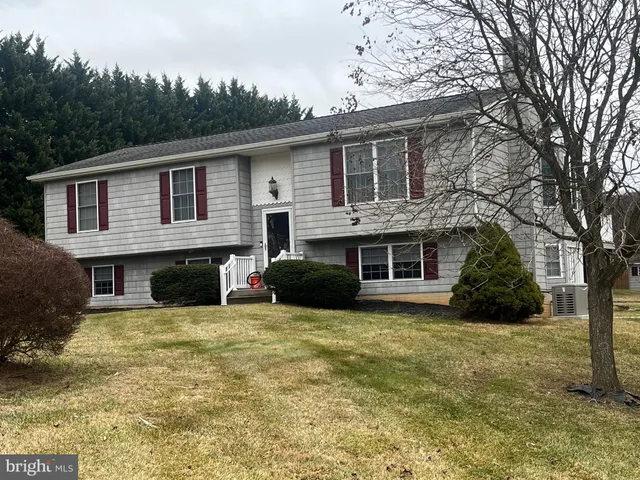 a view of a house with a yard and a large tree