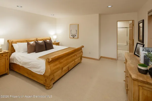 a bed room with a bed and a television
