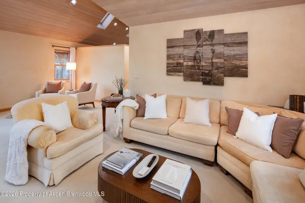 a living room with furniture