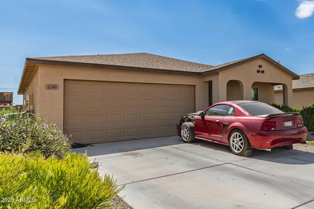 a car parked in front of a house