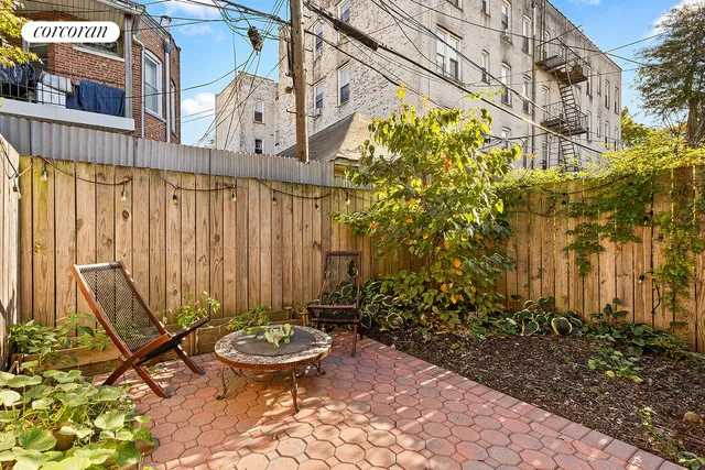 a view of balcony with wooden floor