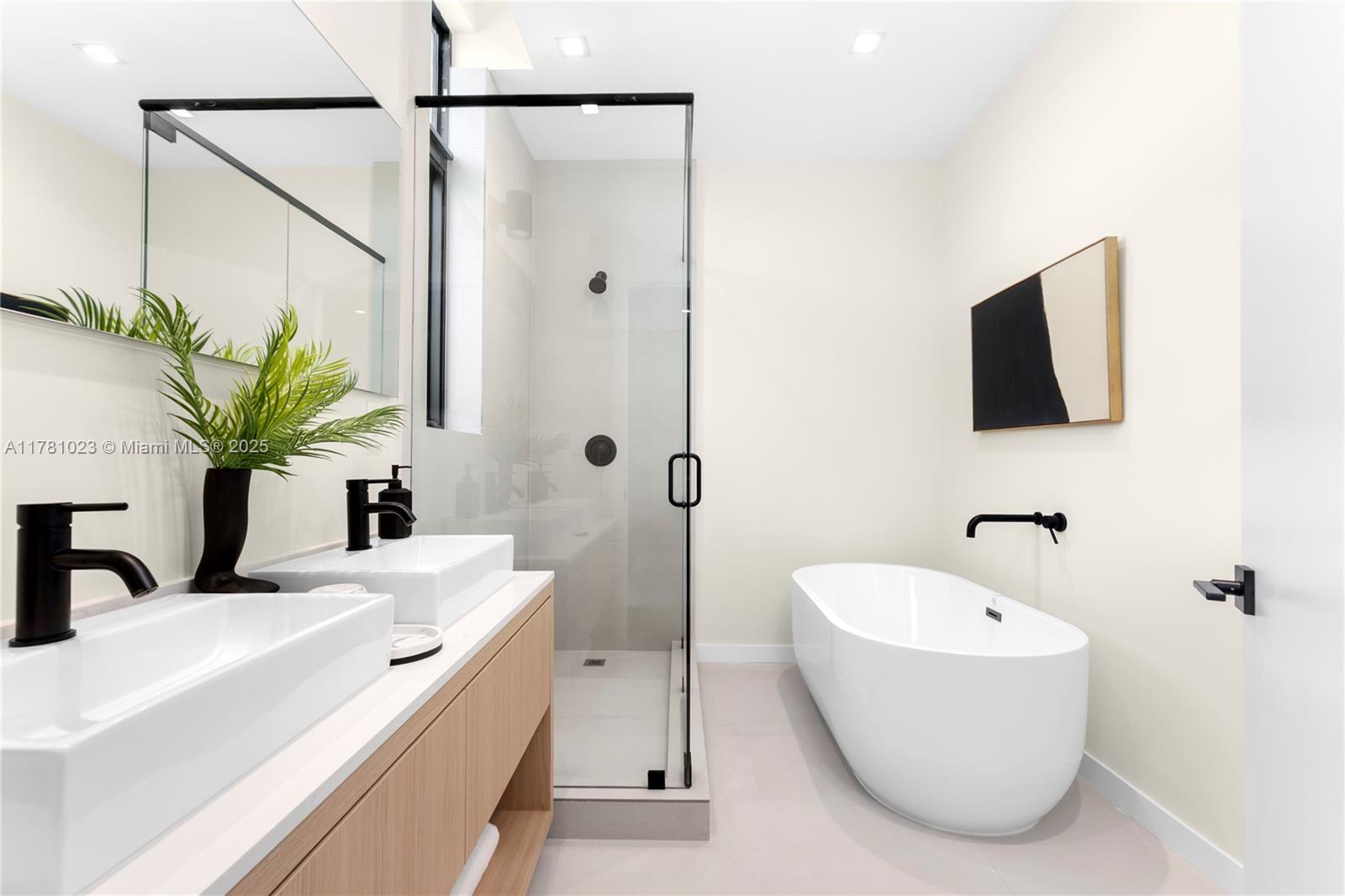 2501 Southwest 27th Street, Unit 2 Miami, FL 33133 - Photo 27 of 41 a bathroom with a sink a mirror and a potted plant