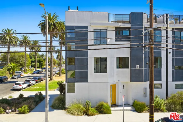 a front view of a building with glass door
