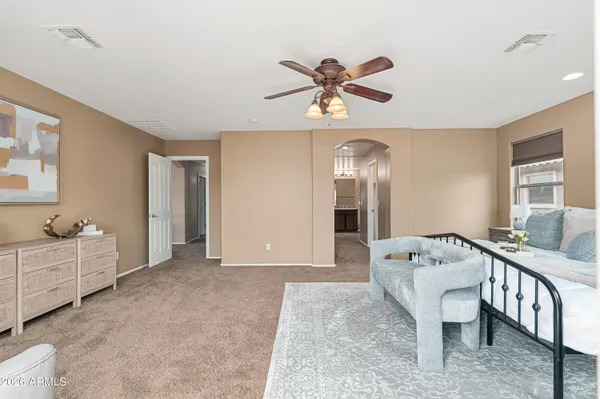 a view of a livingroom with furniture